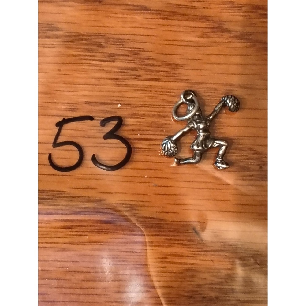 Vintage Sterling Silver Cheerleader Pom Poms Charm Pendant for Bracelet